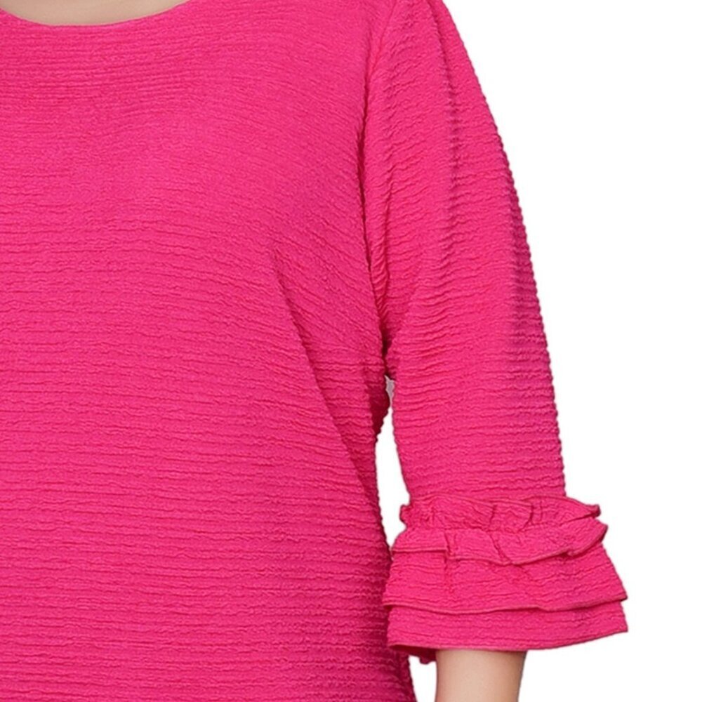 NY Collection Plus Size Textured Knit Ruffle‑Sleeve Dress NWT – Havana Pink 3X - Picture 4 of 5